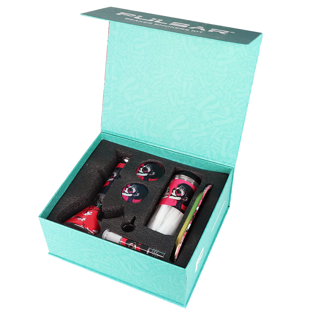 Pulsar Design Series Beaker Water Pipe Smoker's Kit | 7.75" - Discreet Smoker