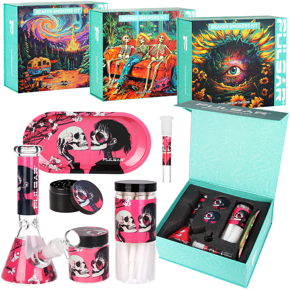 Pulsar Design Series Beaker Water Pipe Smoker's Kit | 7.75" - Discreet Smoker