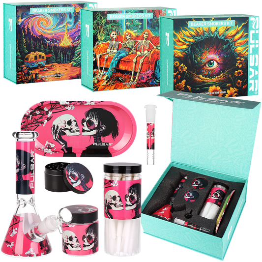 Pulsar Design Series Beaker Water Pipe Smoker's Kit | 7.75" - Discreet Smoker