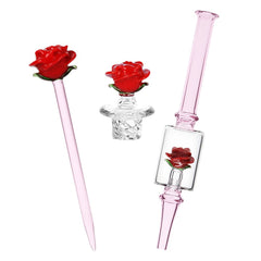 Pulsar Valentine's Rose Glass Dab Rig Set - 8.25" / 14mm F