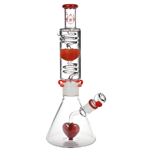 Pulsar Love Heart Beat Glycerin Beaker Glass Water Pipe - 14" / 19mm F - Discreet Smoker