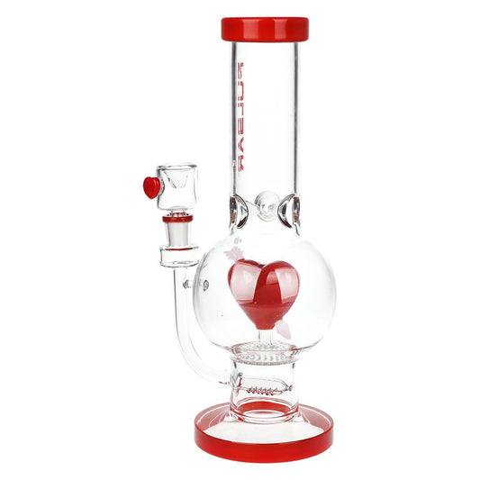 Pulsar Cupids Heart Bubble Base Glass Water Pipe - 12" / 14mm F - Discreet Smoker
