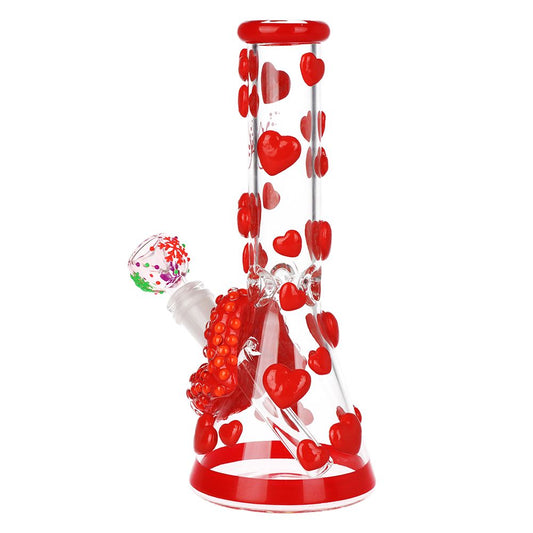 Pulsar Kiss My Lips Glow In Dark Beaker Glass Water Pipe - 9.75" / 14mm F - Discreet Smoker