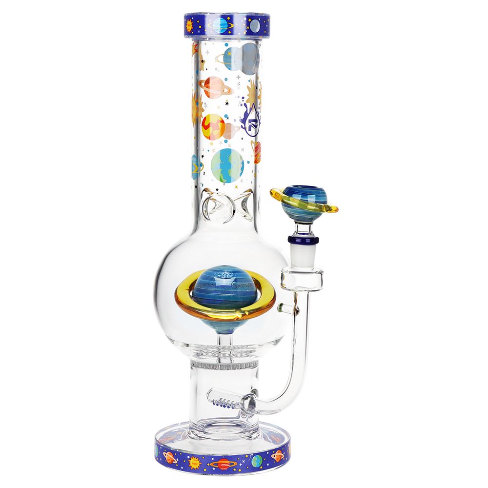 Pulsar Rings of Saturn Bubble Base Glass Water Pipe - 12.75" / 14mm F - Discreet Smoker