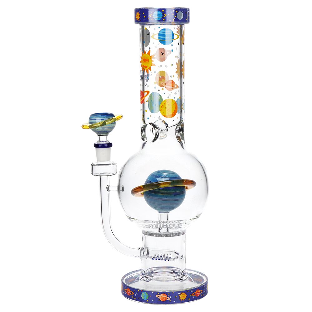 Pulsar Rings of Saturn Bubble Base Glass Water Pipe - 12.75" / 14mm F - Discreet Smoker