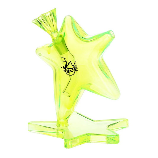 Pulsar Star Power Glass Water Pipe - 6.5" / 14mm F / Green - Discreet Smoker