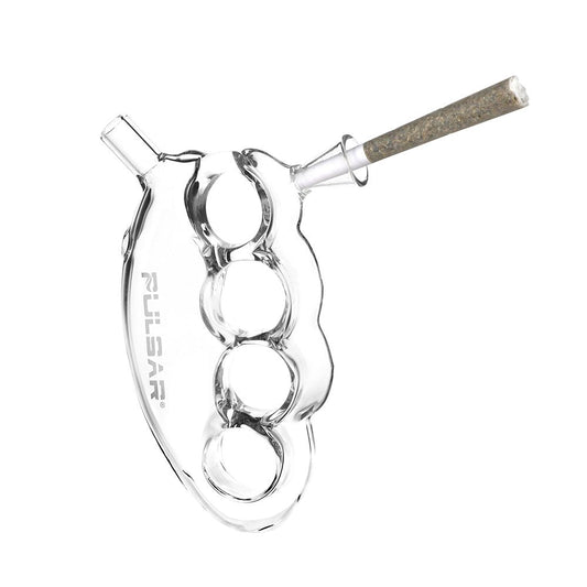 Pulsar Knuckle Bubbler Glass Cone Holder - 5.5" / Clear - Discreet Smoker