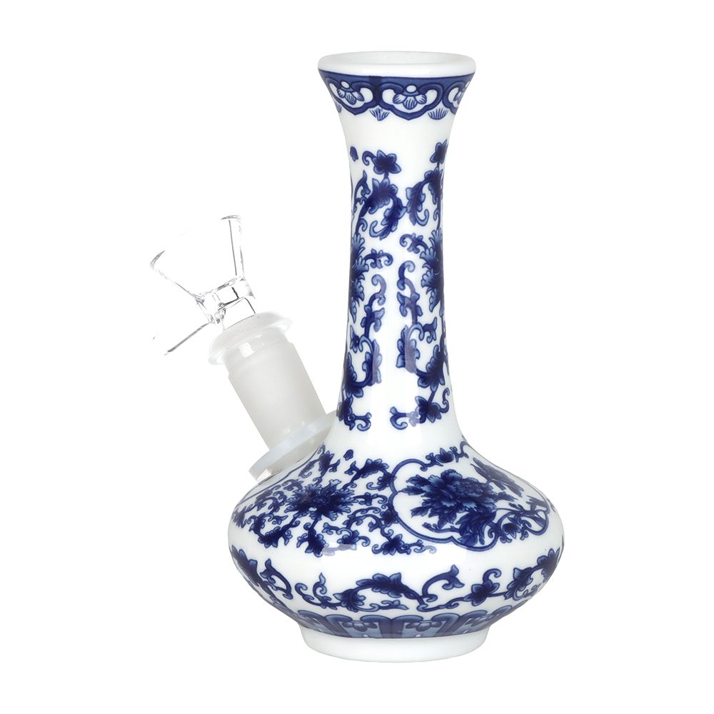 SeshGear Chinese Vase Ceramic Water Pipe - 5.5" / 14mm F / Oval Base - Discreet Smoker