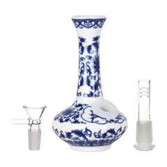 SeshGear Chinese Vase Ceramic Water Pipe - 5.5" / 14mm F / Oval Base - Discreet Smoker