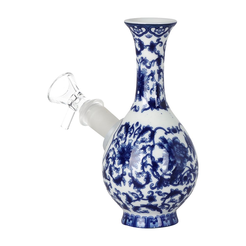 SeshGear Chinese Vase Ceramic Water Pipe -  5.75" / 14mm F / Bubble Base - Discreet Smoker