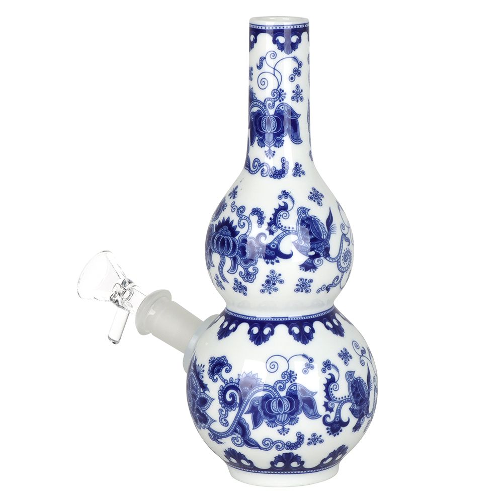SeshGear Chinese Vase Ceramic Water Pipe - 7.75" / 14mm F / Double Bubble Base - Discreet Smoker