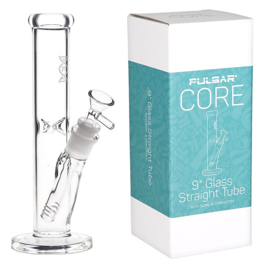 Pulsar CORE Straight Tube Glass Water Pipe - 9" / 14mm F - Discreet Smoker