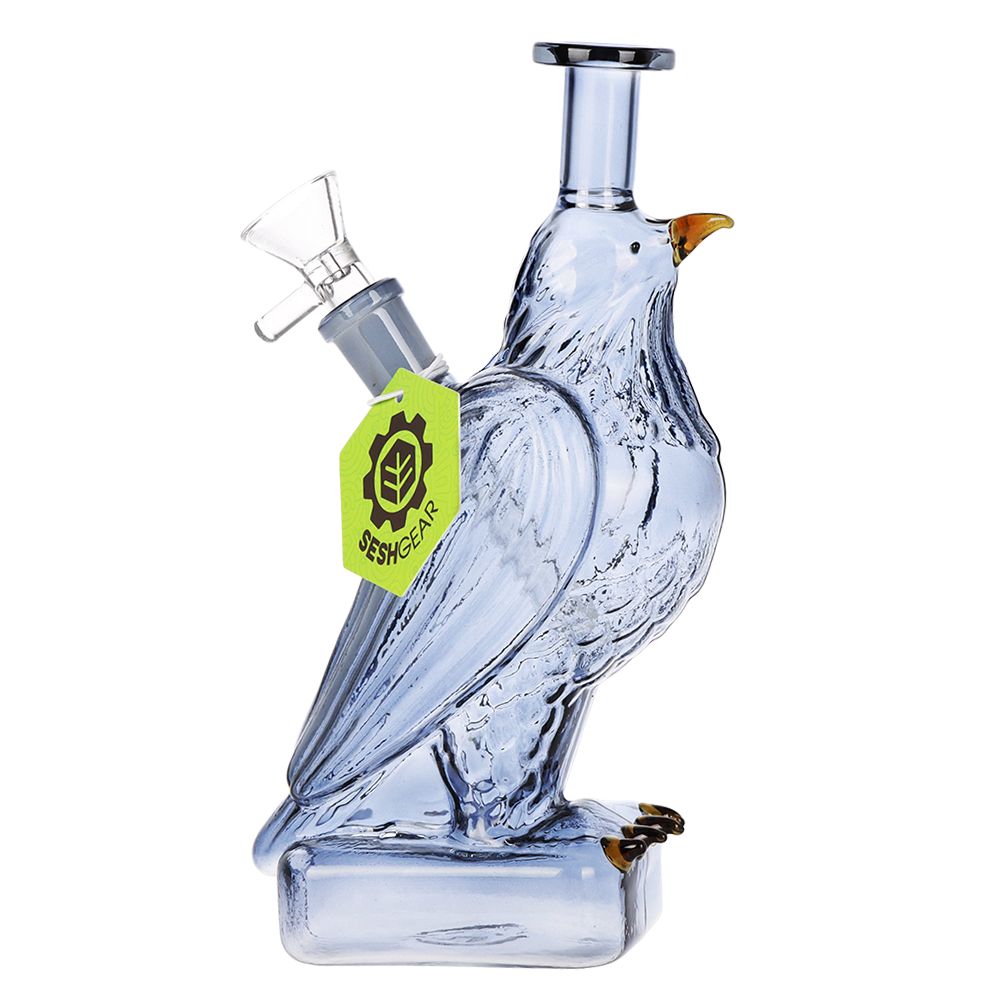 SeshGear Raven Glass Water Pipe - 7.5" / 14mm F / Smoke - Discreet Smoker