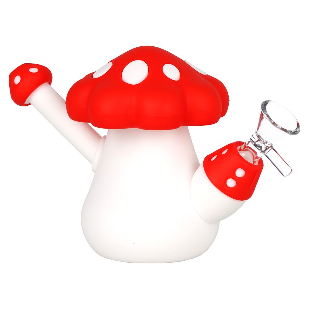 SeshGear Red Mushroom Silicone Water Pipe - 4.5" / 14mm F / Red - Discreet Smoker