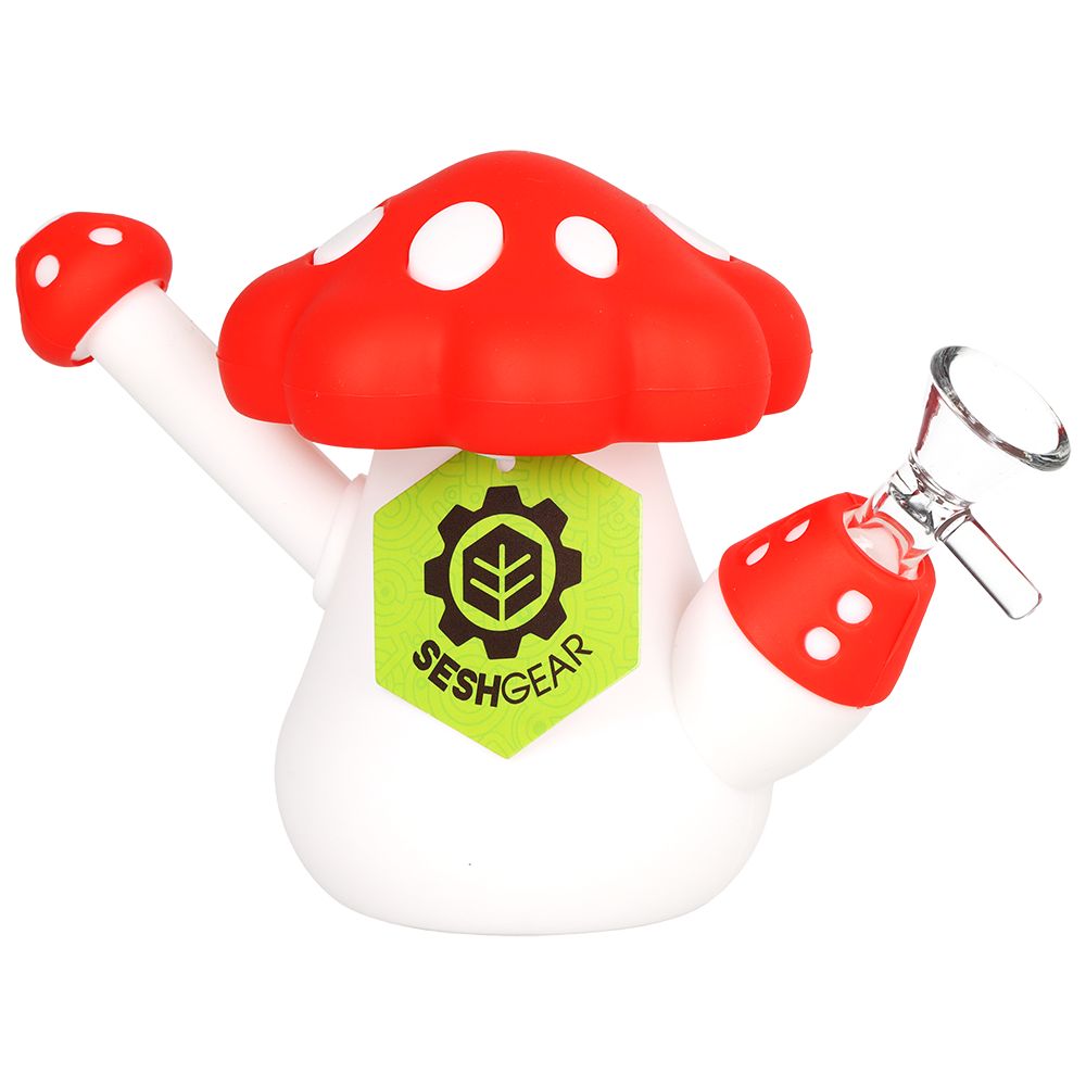 SeshGear Red Mushroom Silicone Water Pipe - 4.5" / 14mm F / Red - Discreet Smoker