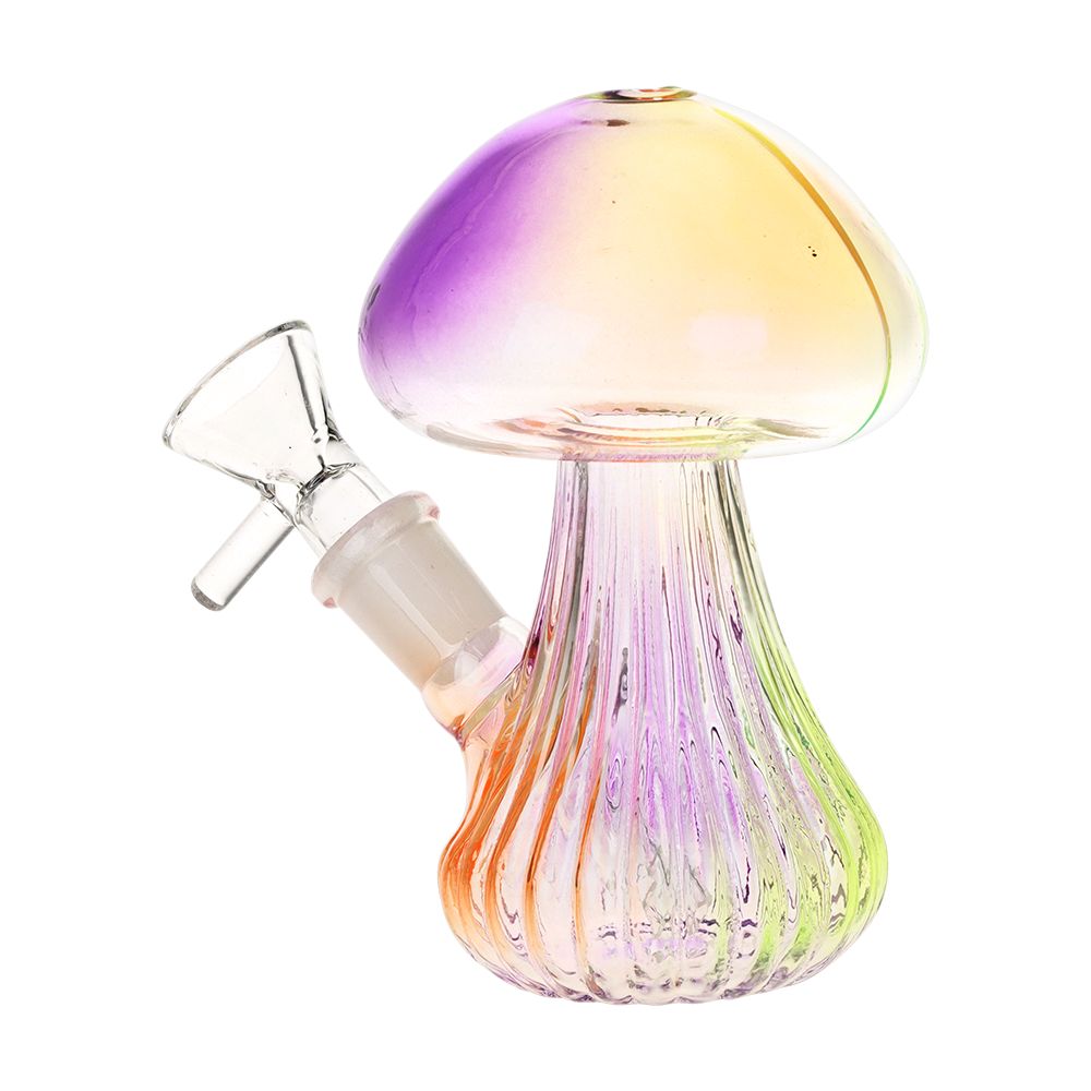 SeshGear Electroplated Mushroom Glass Bubbler - 4.75" / 14mm F - Discreet Smoker