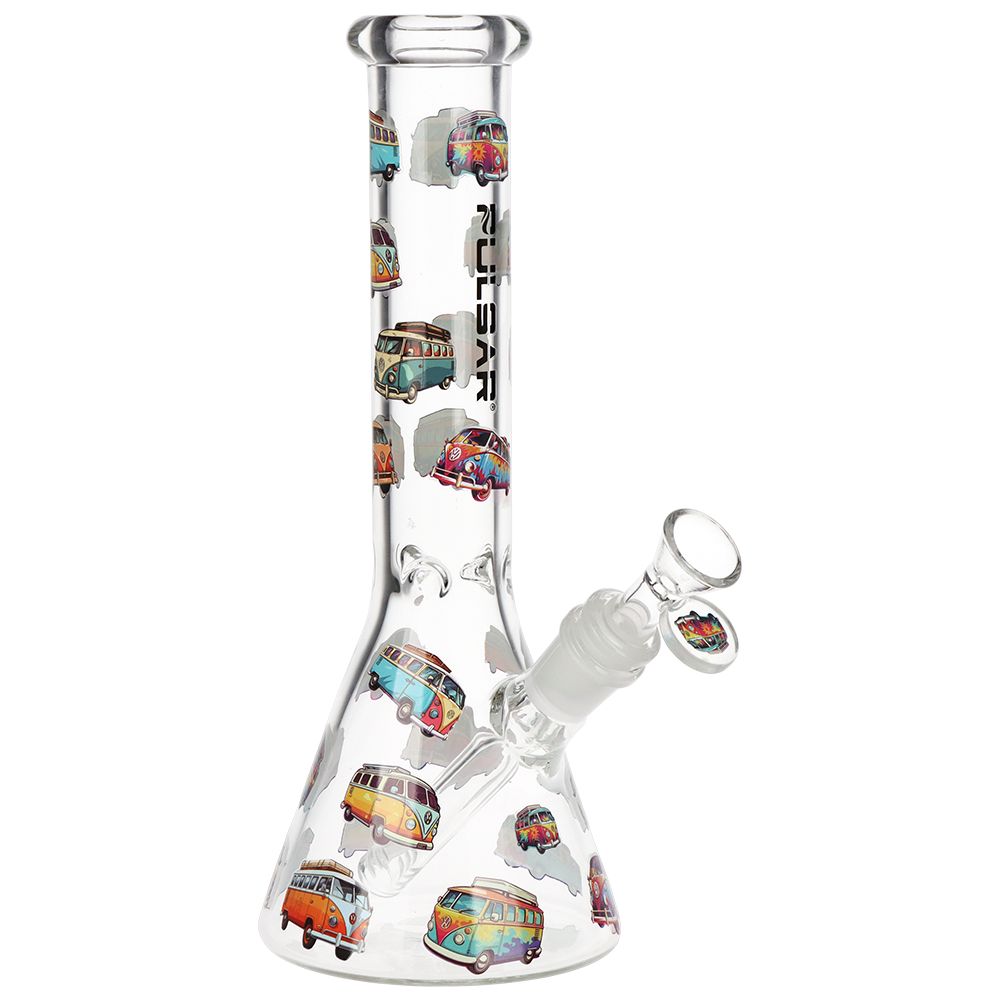 Pulsar VW Bus Beaker Glass Water Pipe - 10" / 14mm F - Discreet Smoker