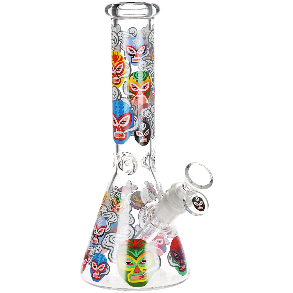 Pulsar Luchadors Beaker Glass Water Pipe - 10" / 14mm F - Discreet Smoker