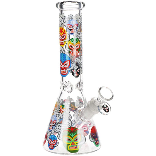 Pulsar Luchadors Beaker Glass Water Pipe - 10" / 14mm F - Discreet Smoker