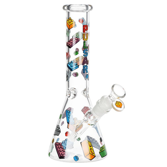 Pulsar Building Blocks Beaker Glass Water Pipe - 10" / 14mm F - Discreet Smoker