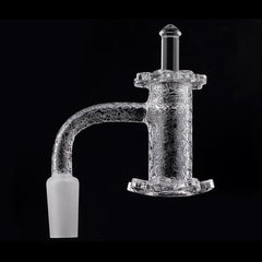 Lotus Etched Quartz Blender Banger Set With Quartz Carb Cap & Terp Pearls - Discreet Smoker