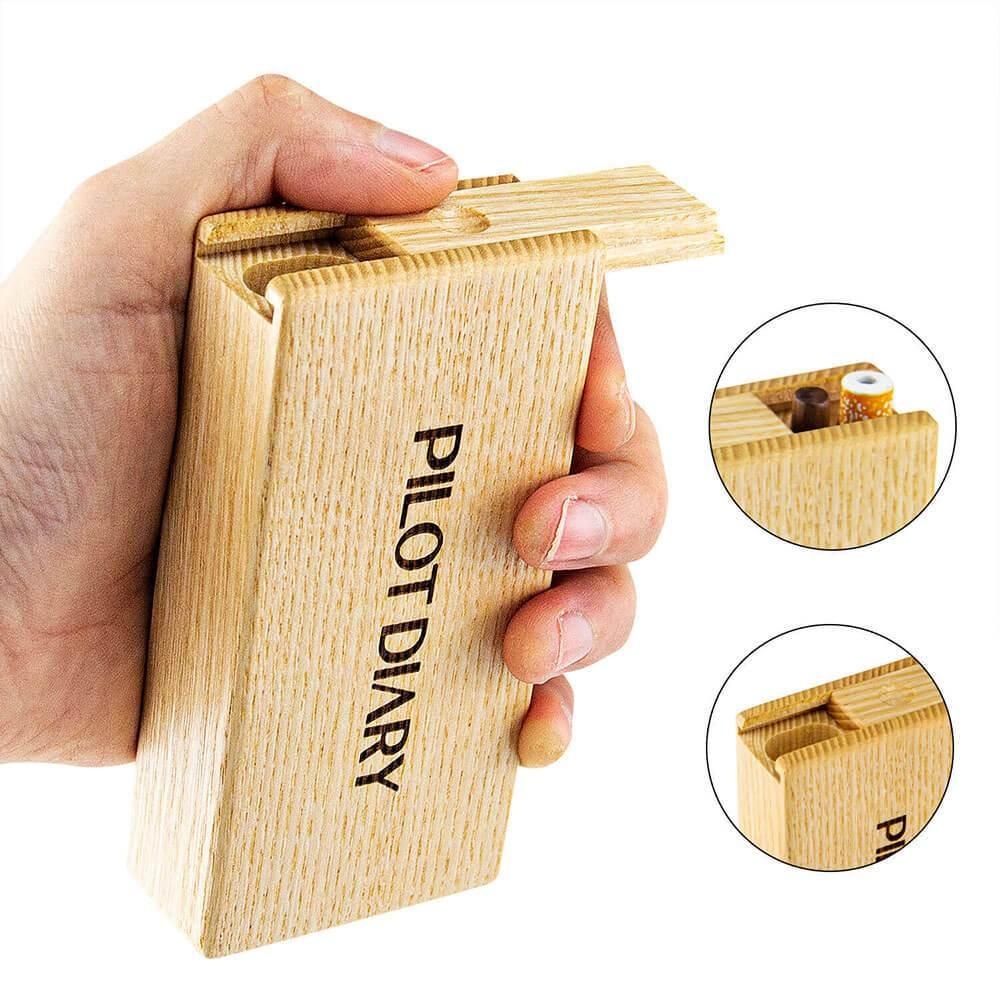 Wooden Dugout With Cleaning Tool - Discreet Smoker
