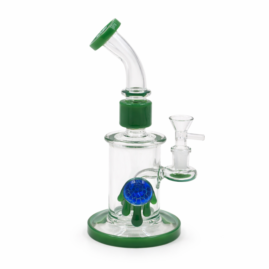 Azure Artisan 8" Bent Neck Waterpipe - Discreet Smoker