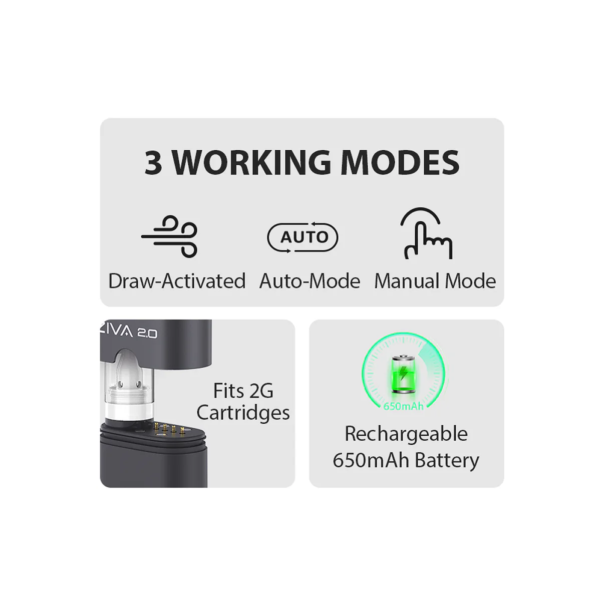 Yocan Ziva 2.0 510 Battery - Discreet Smoker