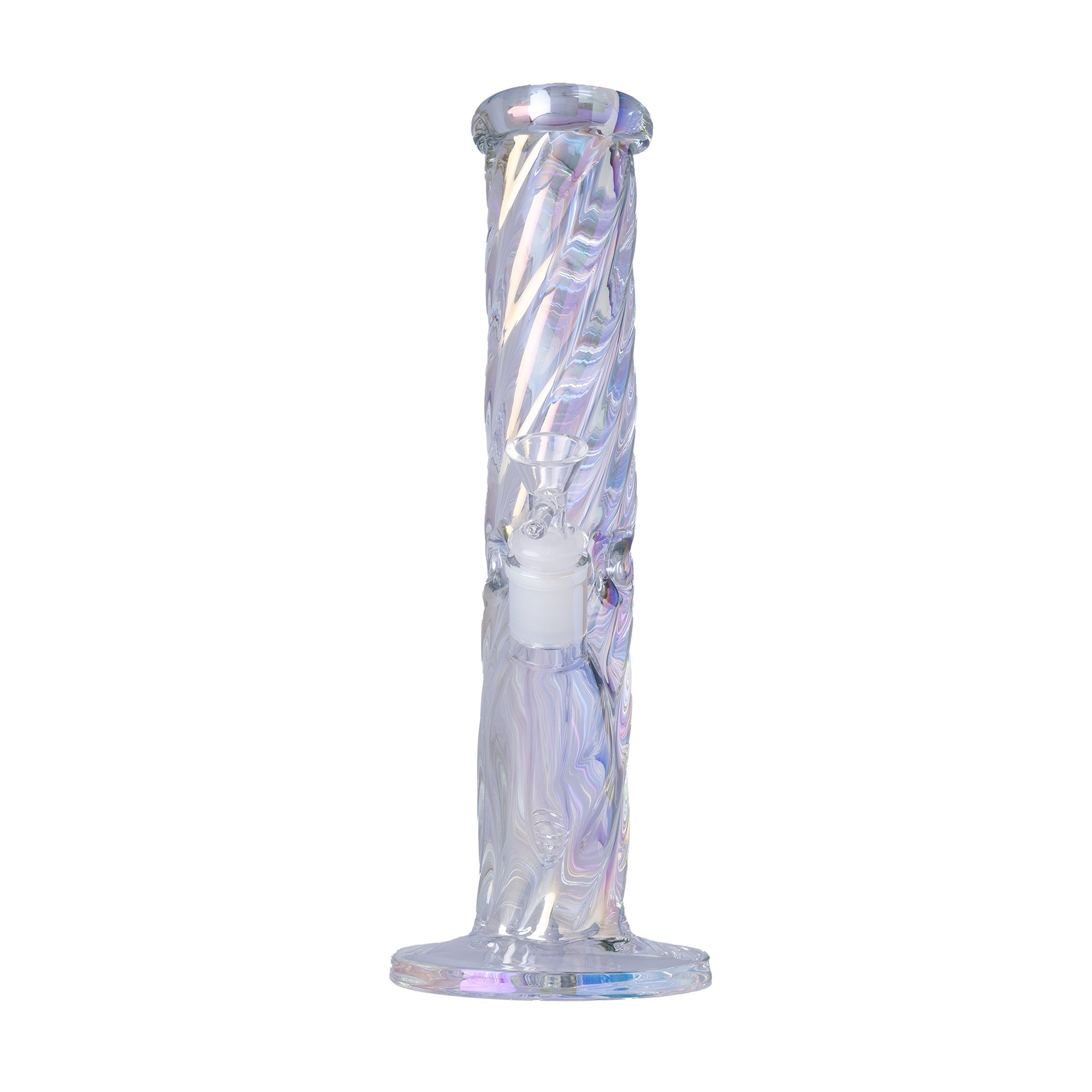 Human Grade Twisted Iridescent Tube Glass Water Pipe - Discreet Smoker