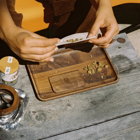 Marley Natural Black Walnut Rolling Tray - Discreet Smoker