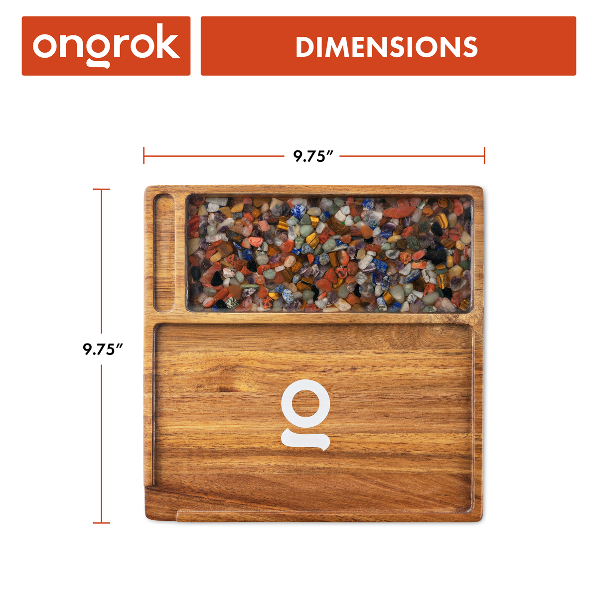 Ongrok Premium Natural Acacia Wood Tray | 9.5" x 9.5" - Discreet Smoker