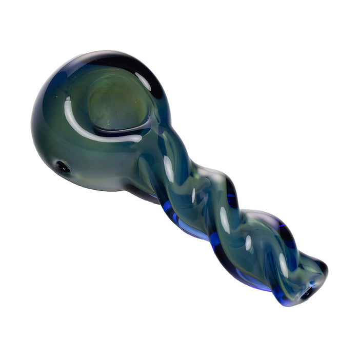 Human Grade Twist Spoon Pipe Model A, Blue Fuming