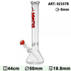 Boost | 17" Red Beaker Base Glass Water Pipe - Discreet Smoker