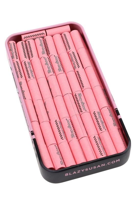 Blazy Susan Pre-Rolled Filter Tips – Pink – 100/Tin – 12-Count Display - Discreet Smoker