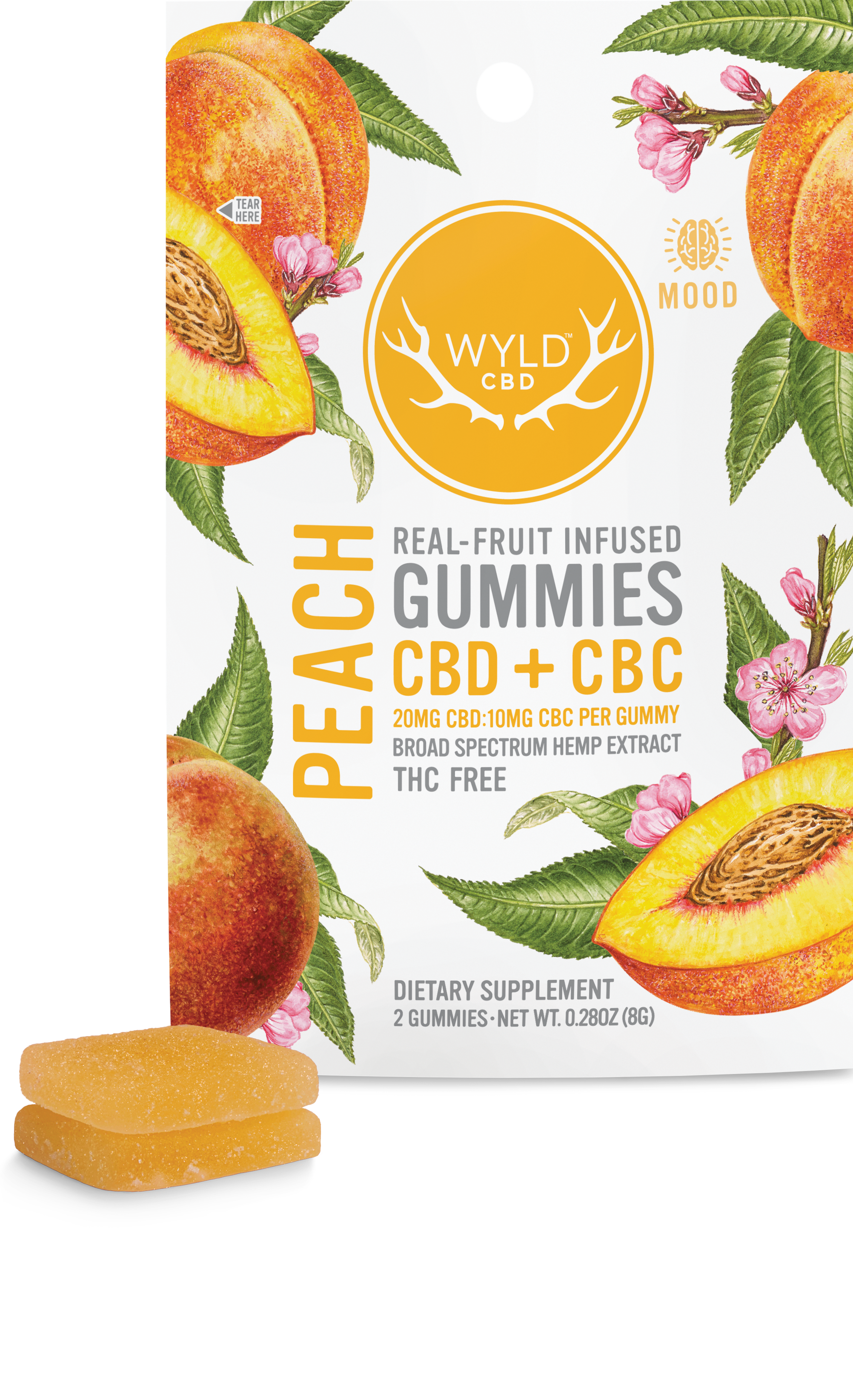 WYLD Real Fruit Infused CBD + CBC Gummies Peach (60MG -1200MG)