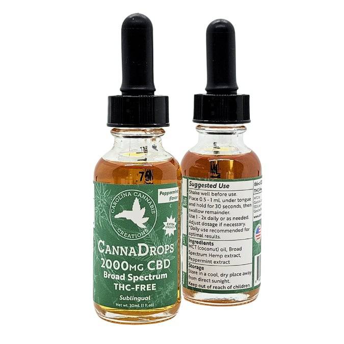Canna Drops Broad Spectrum 2000mg CBD tincture | Peppermint | Carolina Cannabis Creations - Discreet Smoker