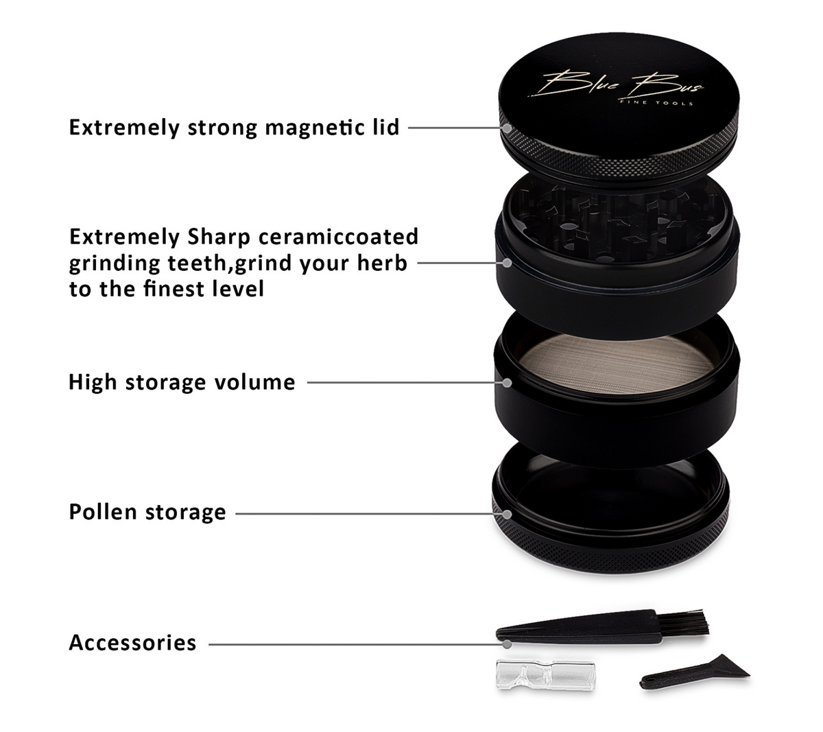 Bluebus Z1 2.5" Ceramic Grinder Yellow - Discreet Smoker