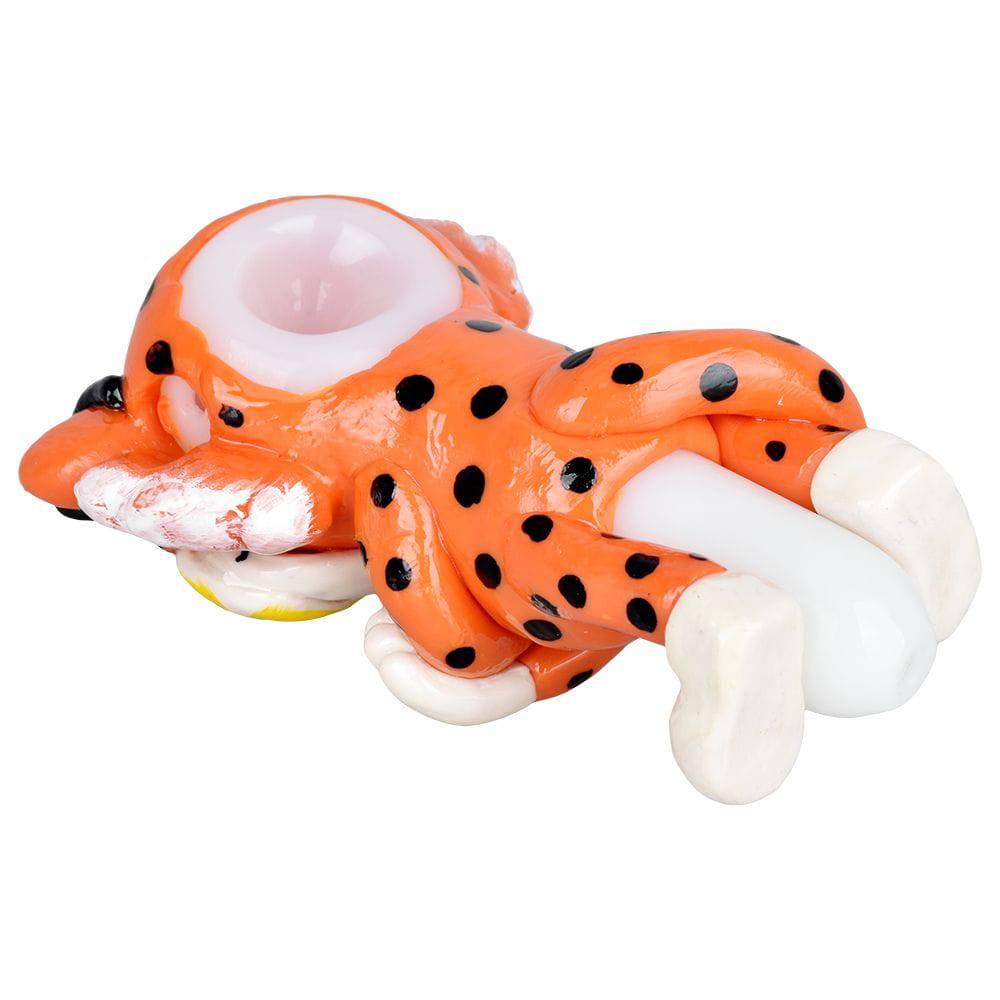 Cheezy Cheetah Enamel on Glass Hand Pipe - 5.5" - Discreet Smoker