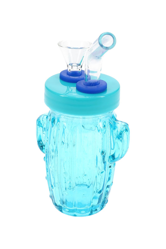 Colored Glass Cactus Water Pipe “Desert Sipper” – 3.5″ - Discreet Smoker