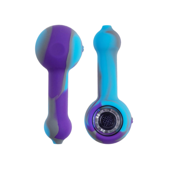 Silicone Spoon Pipe with Glass Bowl from 3 Gates Global, Purple