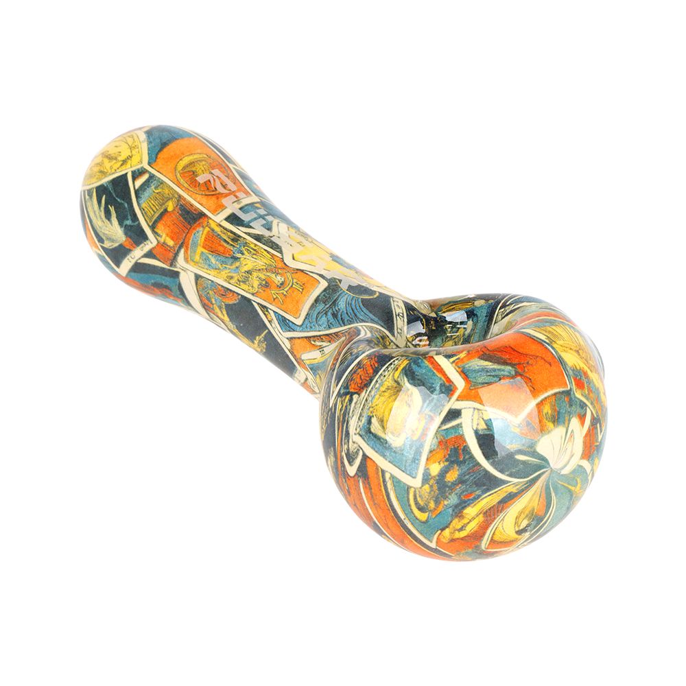 Pulsar Inside Print Glass Spoon Pipe | 4.75" - Discreet Smoker