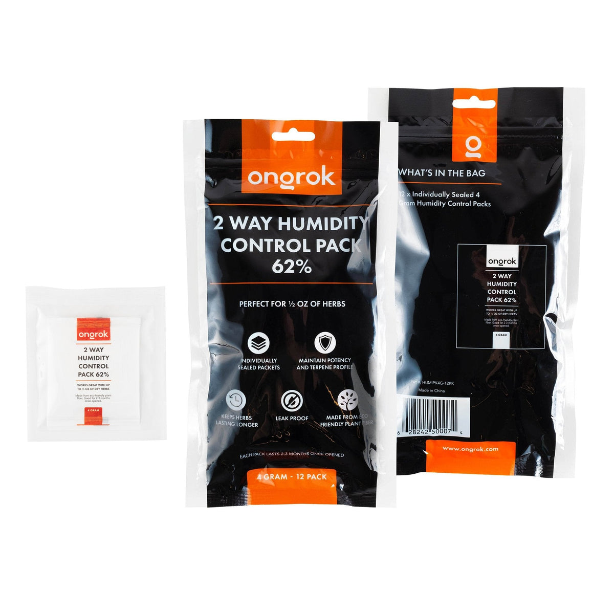 Ongrok 2-Way 62% Humidity Packs | 3 sizes (Small, Medium, Large) - Discreet Smoker