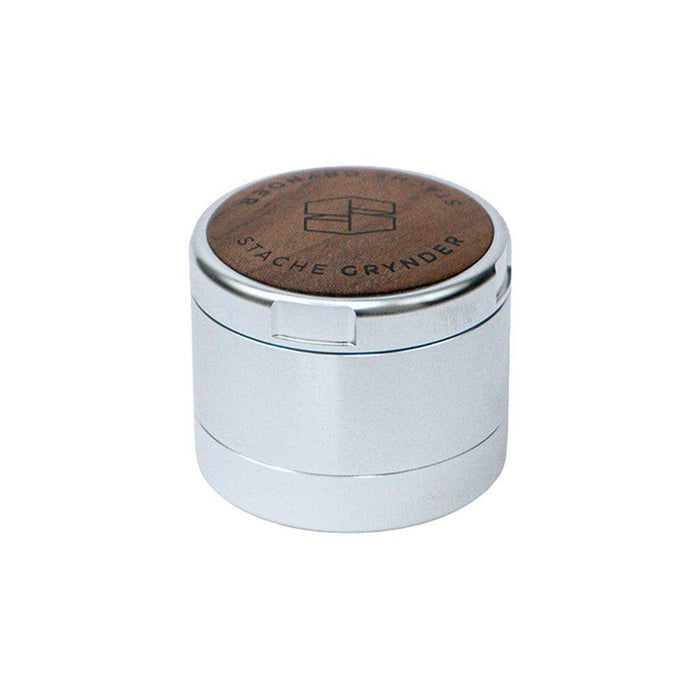 Stache Products Wood Lid Grynder | 3pc | 2.5", Silver