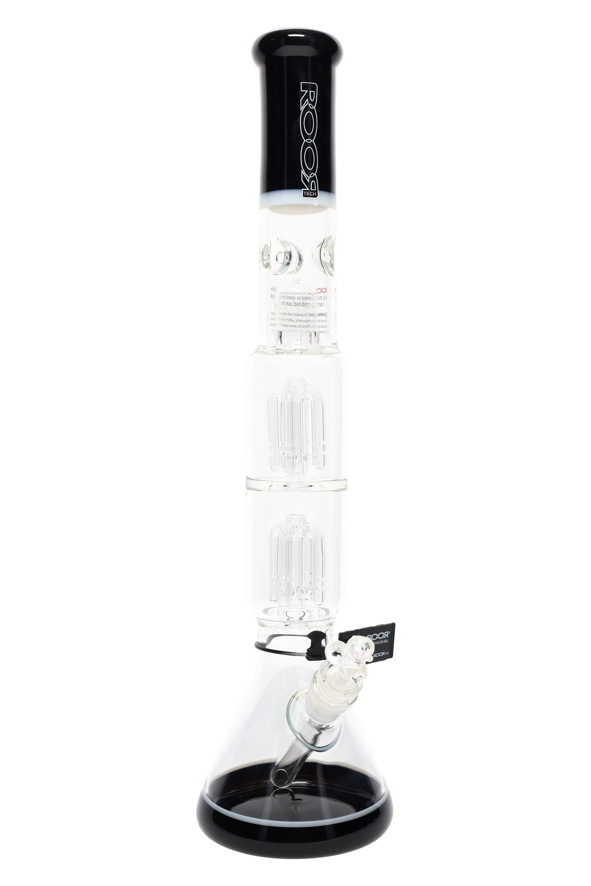 ROOR Tech 17" Multicolor Beaker Bong – Glass-on-Glass with Double Tree Percs - Discreet Smoker
