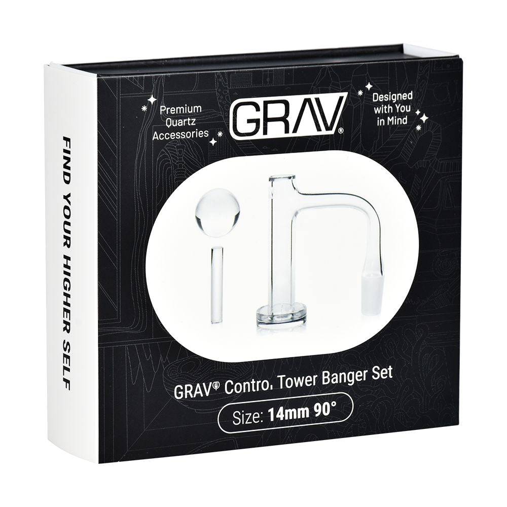 GRAV Control Tower Quartz Banger Set | 3pc | 14mm M - Discreet Smoker