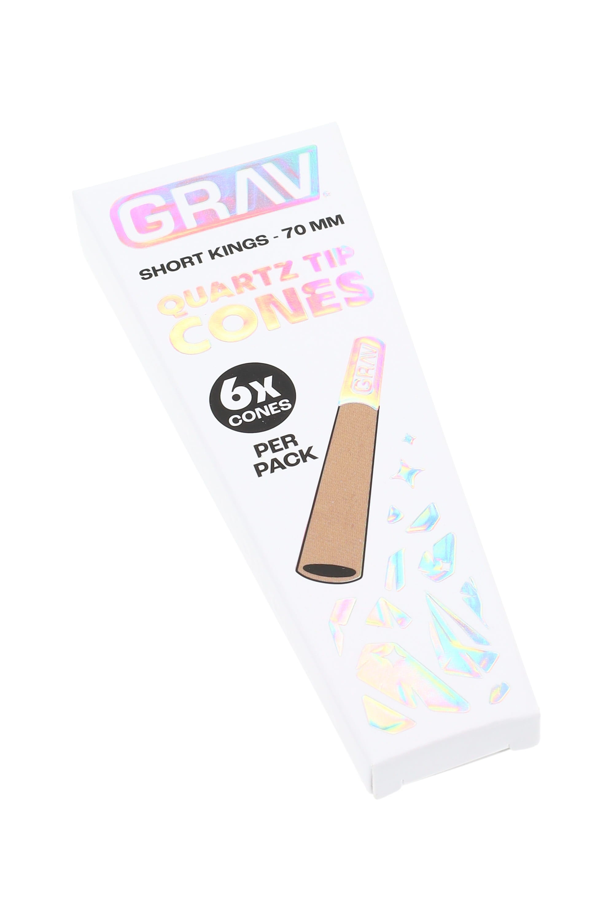 GRAV Short Kings Quartz Tip Cones – 70 mm – 6/Pack – 16-Count Display - Discreet Smoker