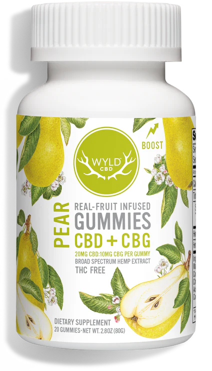 WYLD Real Fruit Infused CBD + CBG Gummies Pear - (60MG - 1200MG)