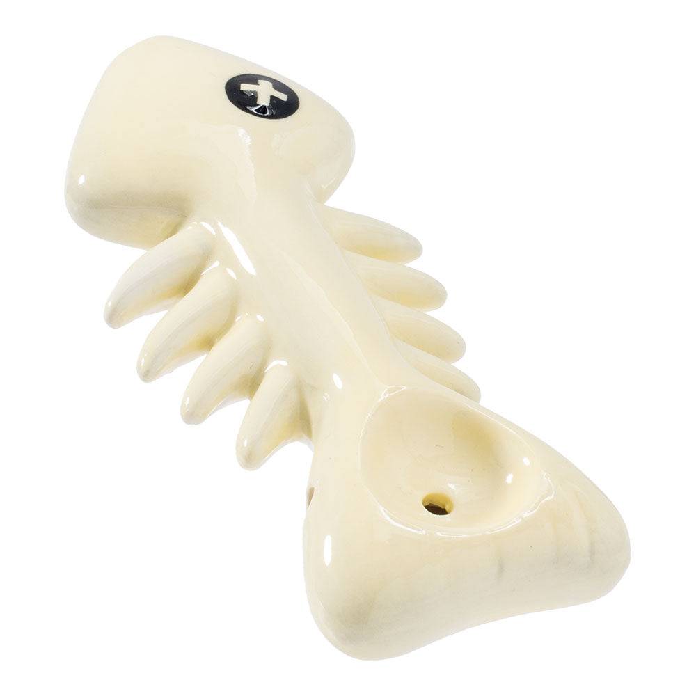 Wacky Bowlz Fish Skeleton Ceramic Hand Pipe - 4" - Discreet Smoker