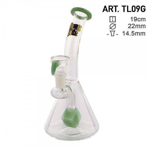 Thug Life | 7" Cube Perc Green Glass Water Pipe - Discreet Smoker