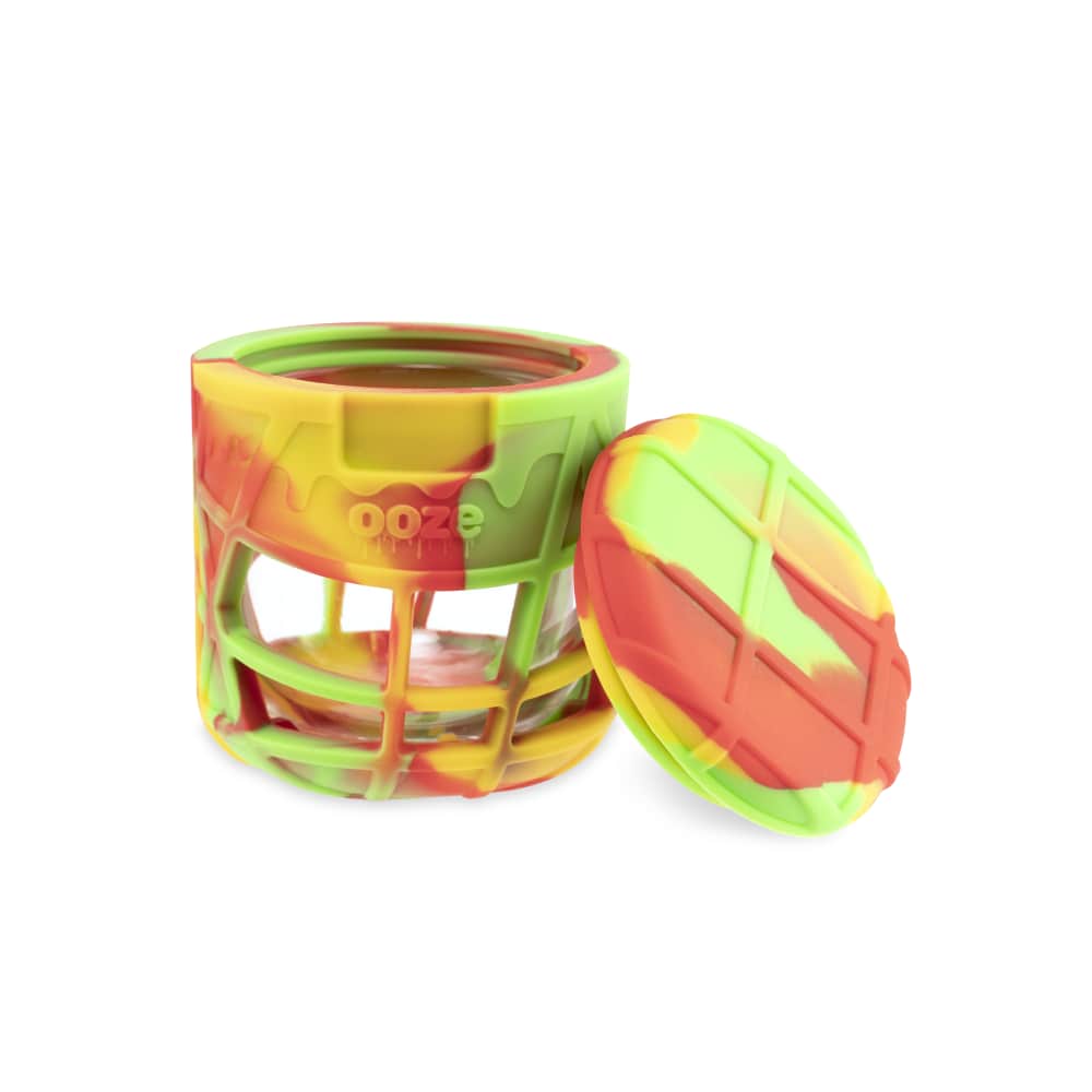 Ooze Prizm Silicone-Wrapped Glass Stash Jar - Discreet Smoker